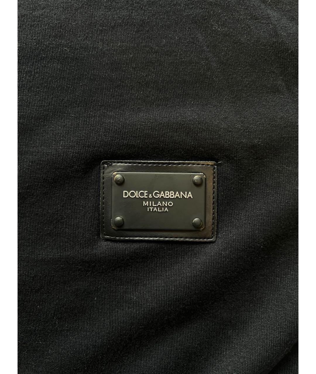 DOLCE&GABBANA Темно-синяя хлопковая футболка, фото 4