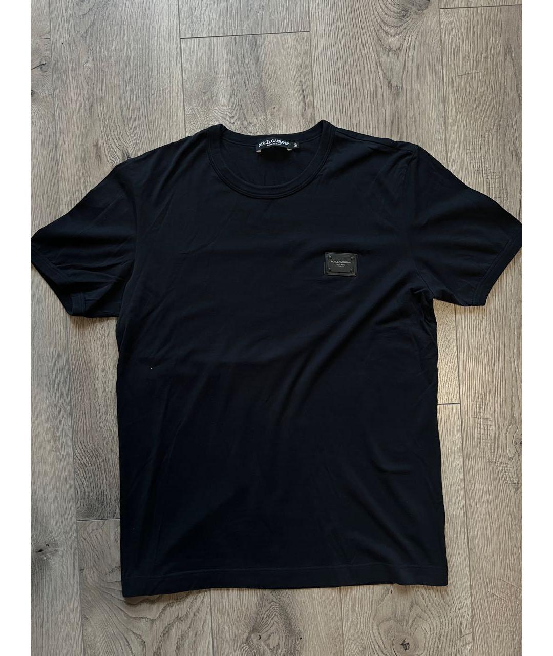 DOLCE&GABBANA Темно-синяя хлопковая футболка, фото 8