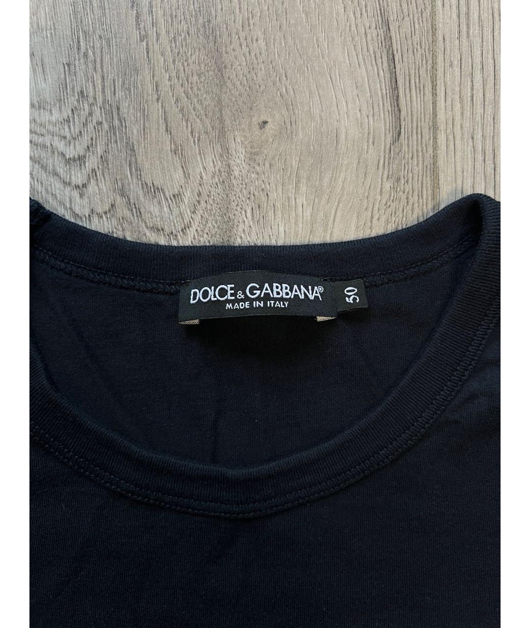 DOLCE&GABBANA Темно-синяя хлопковая футболка, фото 3