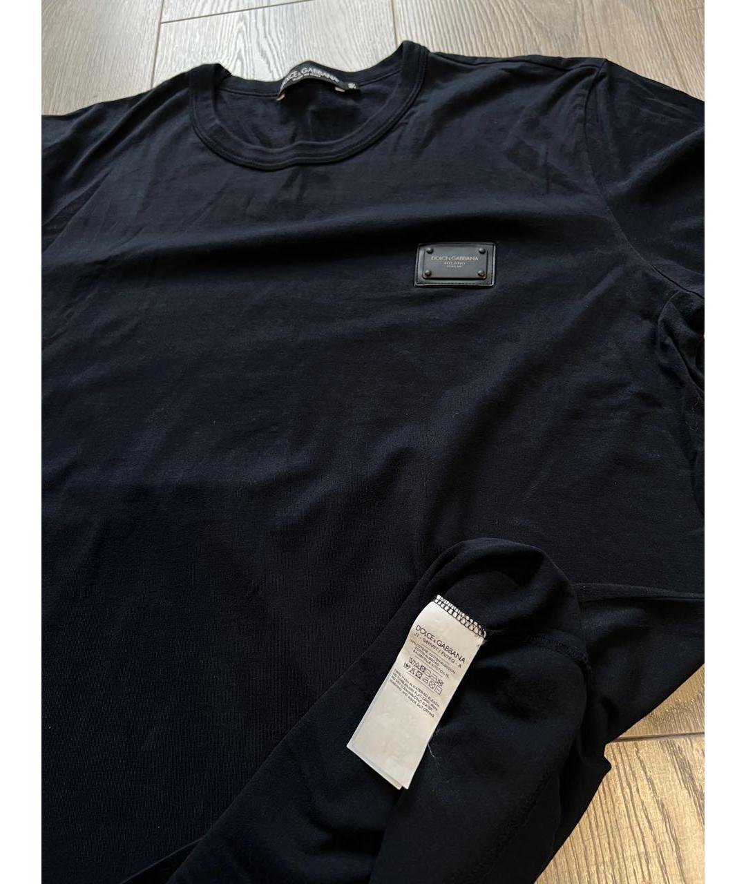 DOLCE&GABBANA Темно-синяя хлопковая футболка, фото 6