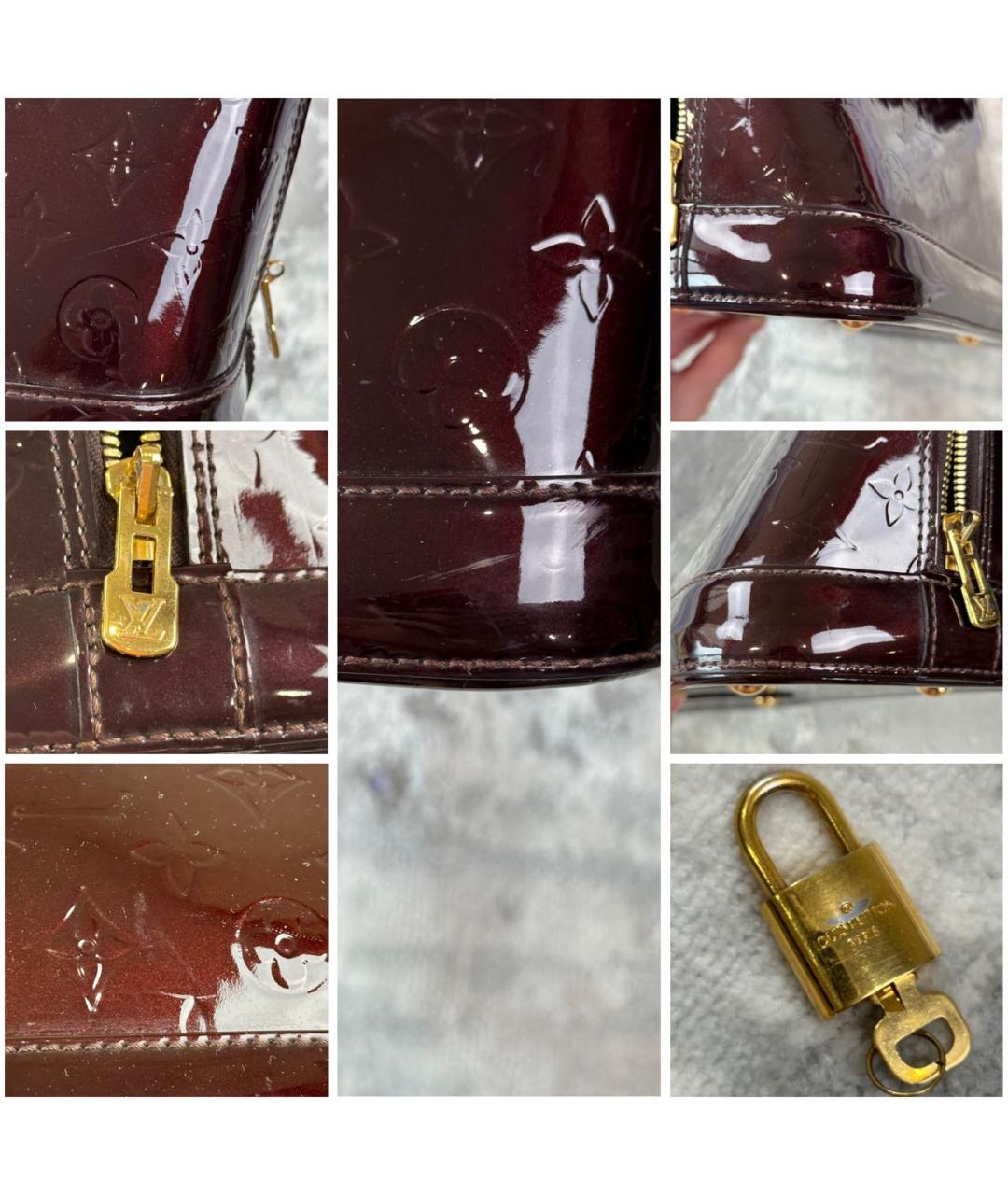 LOUIS VUITTON Бордовая сумка с короткими ручками из лакированной кожи, фото 7