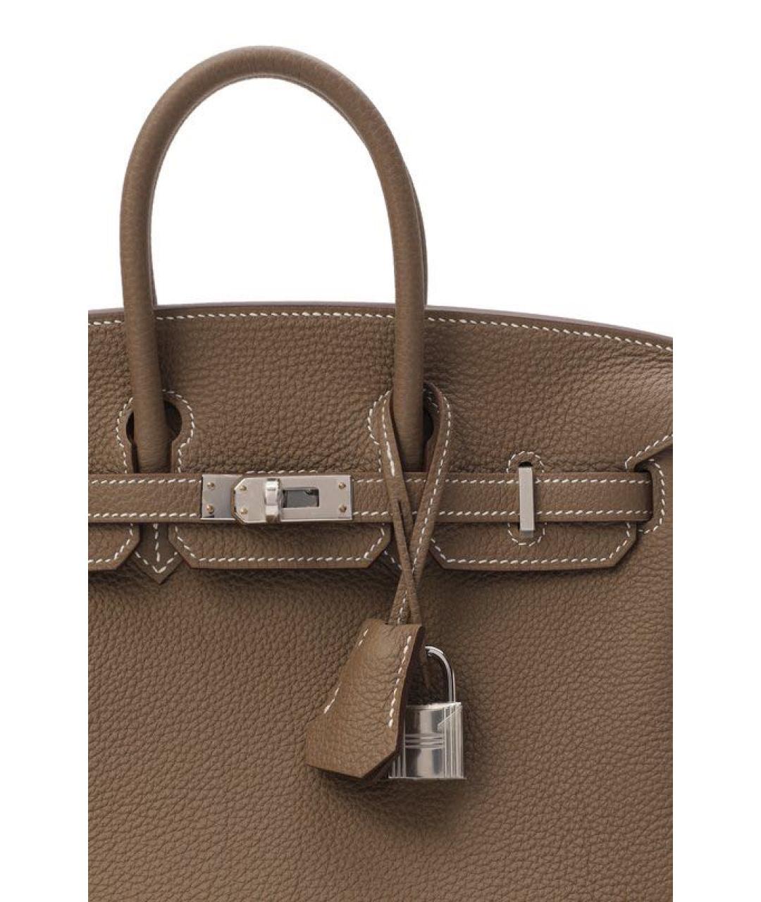HERMES Коричневая кожаная сумка тоут, фото 6