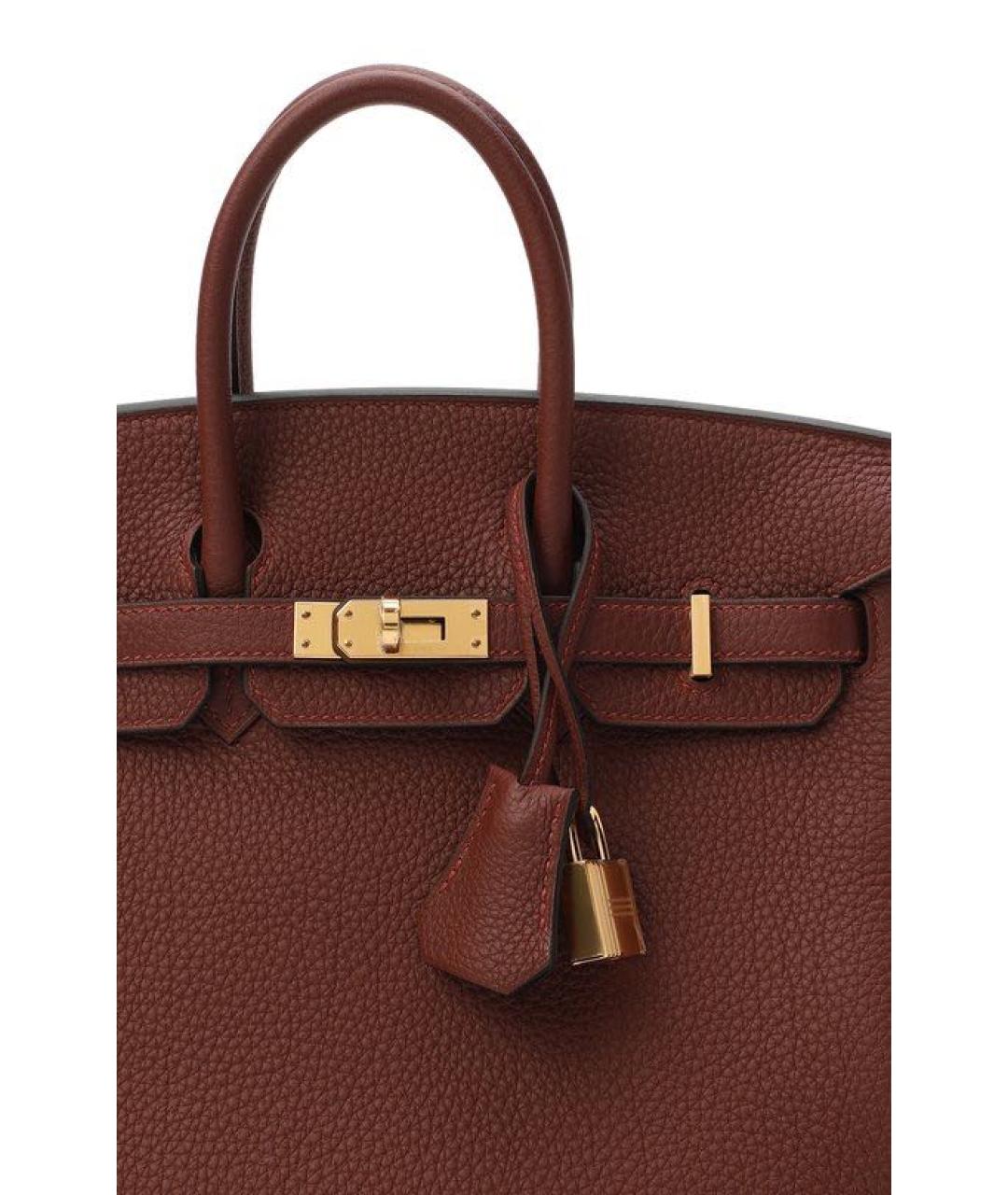 HERMES Бордовая кожаная сумка тоут, фото 6