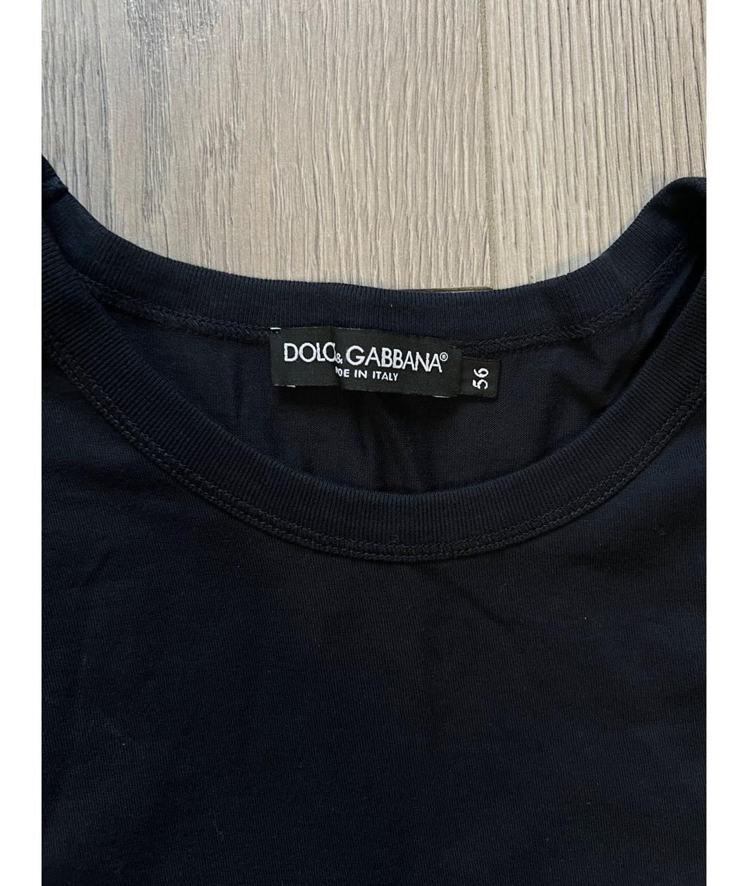 DOLCE&GABBANA Темно-синяя хлопковая футболка, фото 3