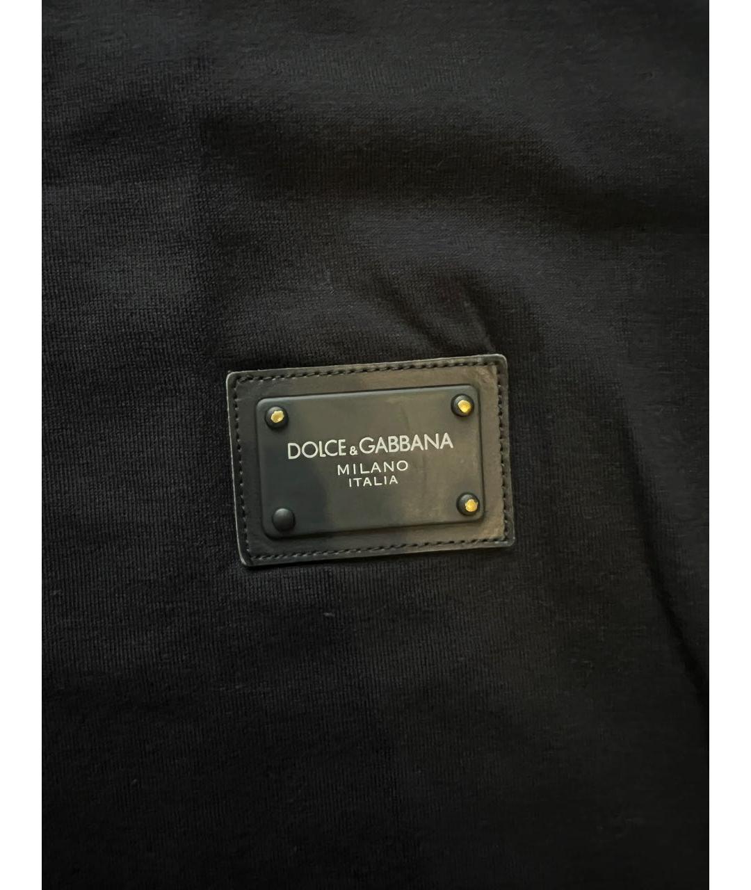 DOLCE&GABBANA Темно-синяя хлопковая футболка, фото 4