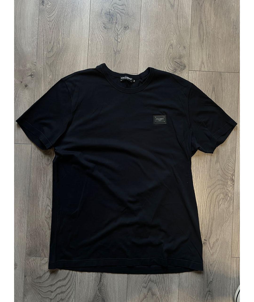 DOLCE&GABBANA Темно-синяя хлопковая футболка, фото 8