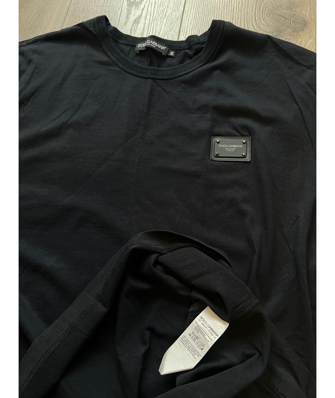DOLCE&GABBANA Темно-синяя хлопковая футболка, фото 6