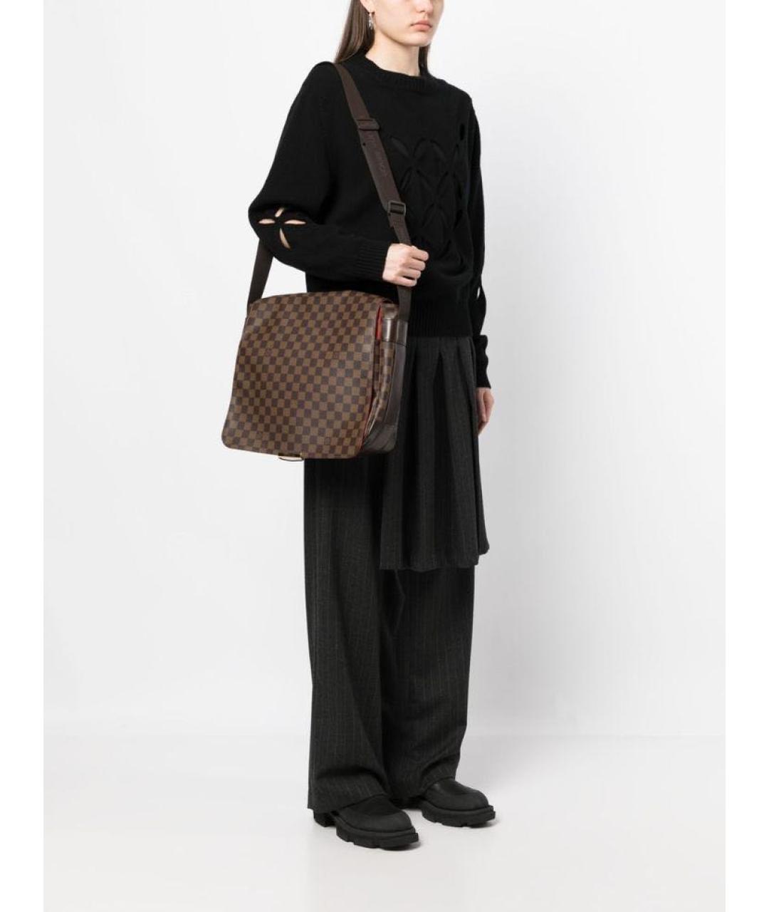 LOUIS VUITTON Коричневая кожаная сумка через плечо, фото 8