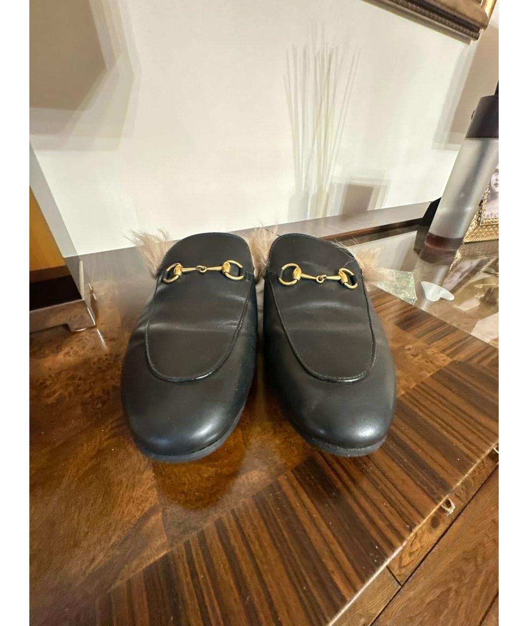 GUCCI Черные кожаные мюли, фото 2