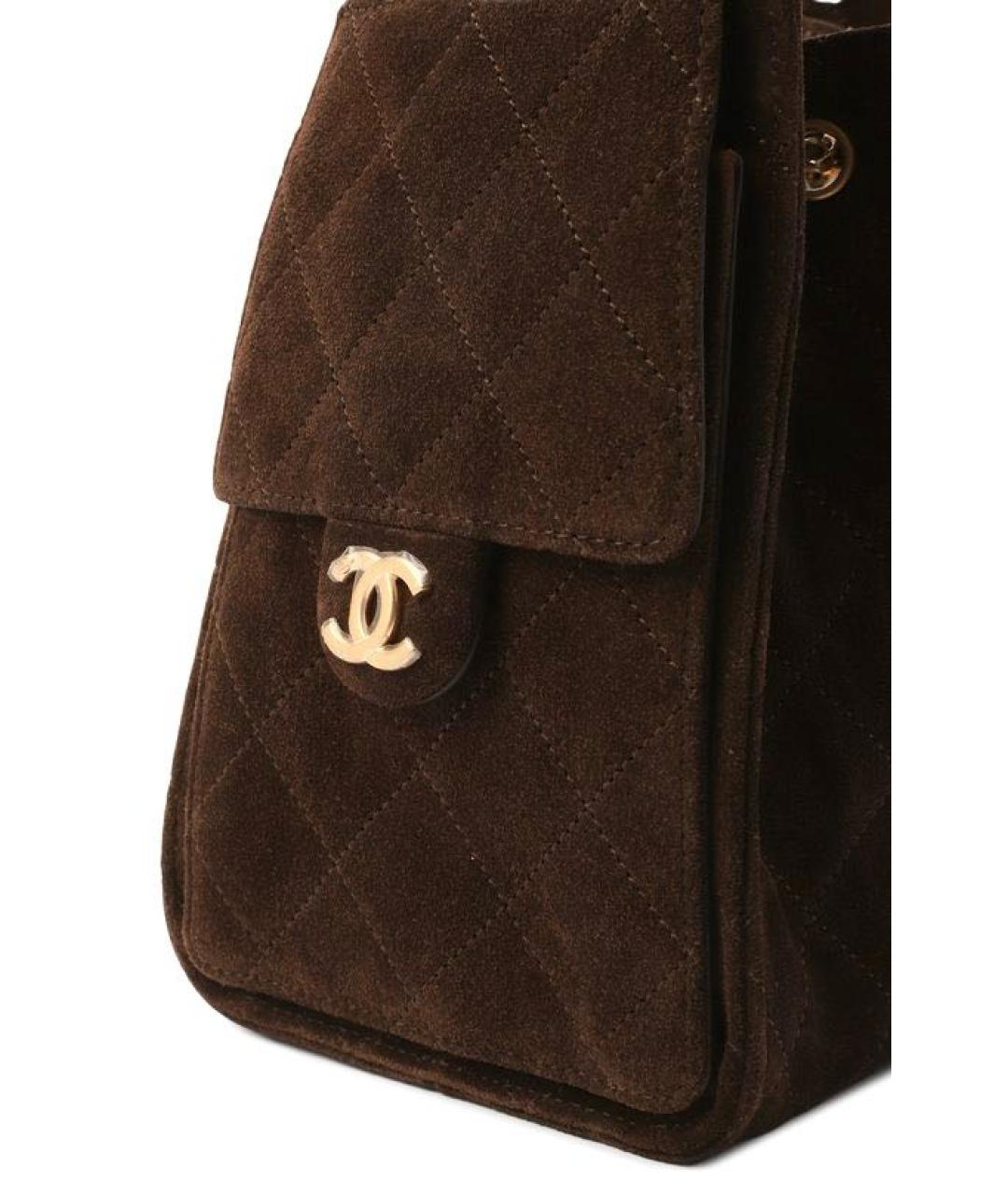 CHANEL Коричневая замшевая сумка тоут, фото 6