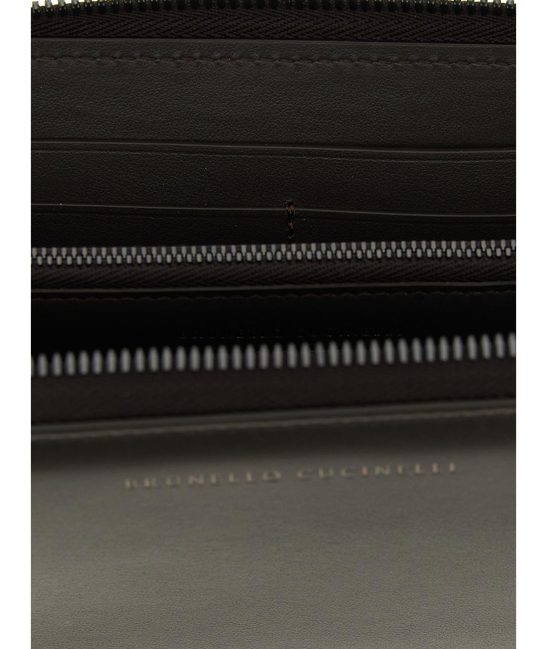 BRUNELLO CUCINELLI Коричневый кожаный кошелек, фото 3