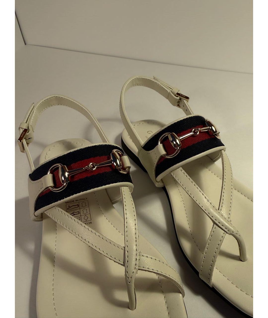 GUCCI Белые кожаные сандалии и шлепанцы, фото 7