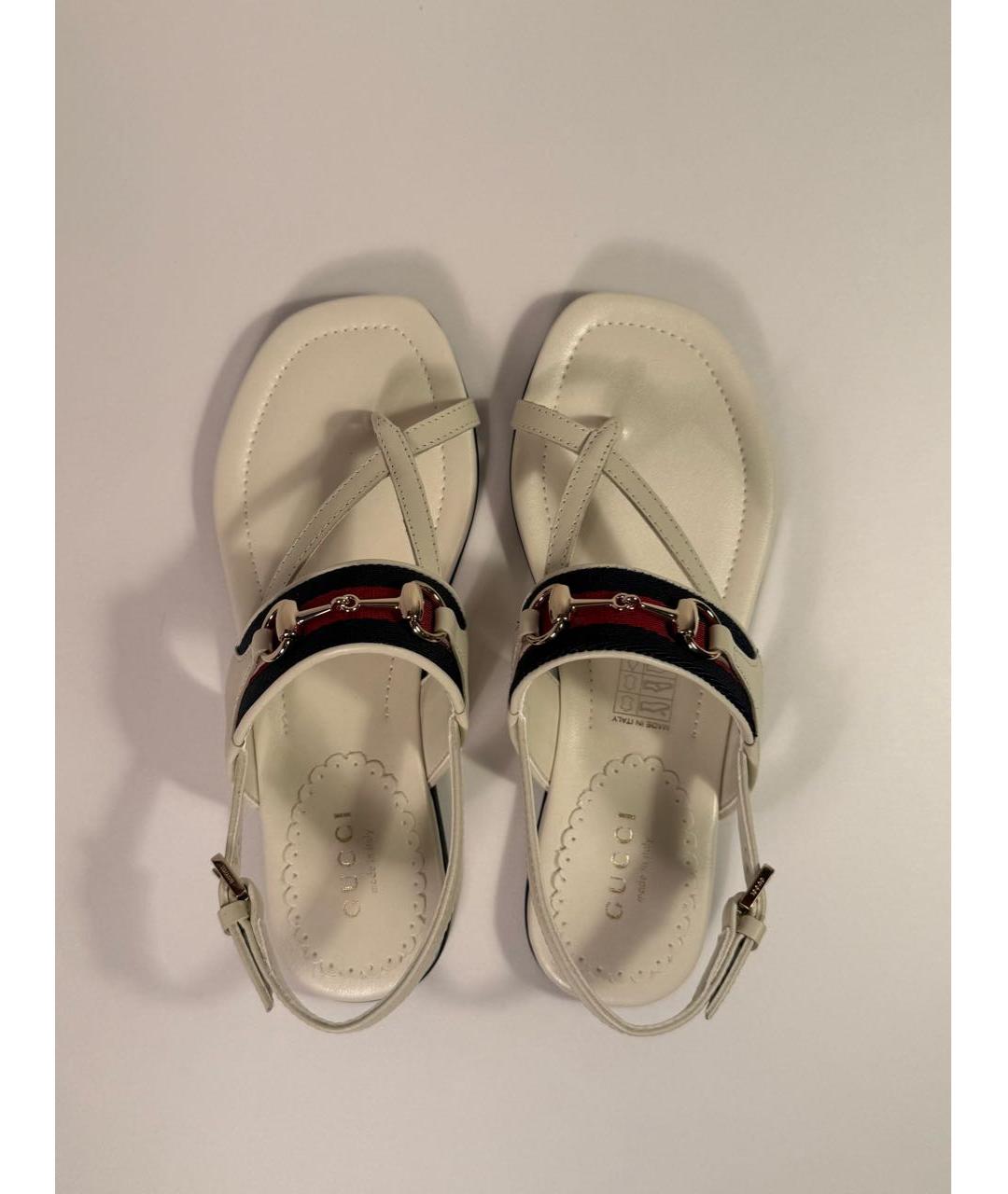 GUCCI Белые кожаные сандалии и шлепанцы, фото 3