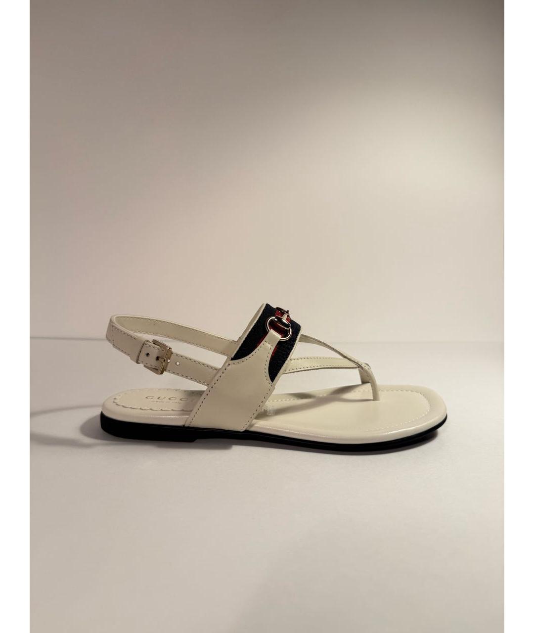GUCCI Белые кожаные сандалии и шлепанцы, фото 8