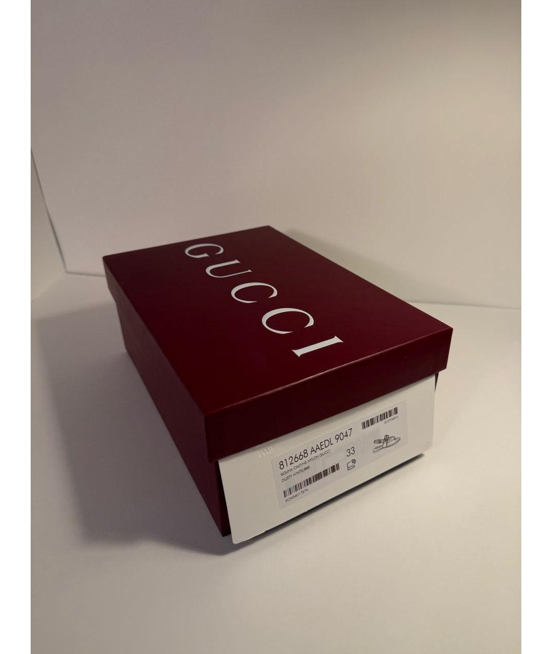 GUCCI Белые кожаные сандалии и шлепанцы, фото 5