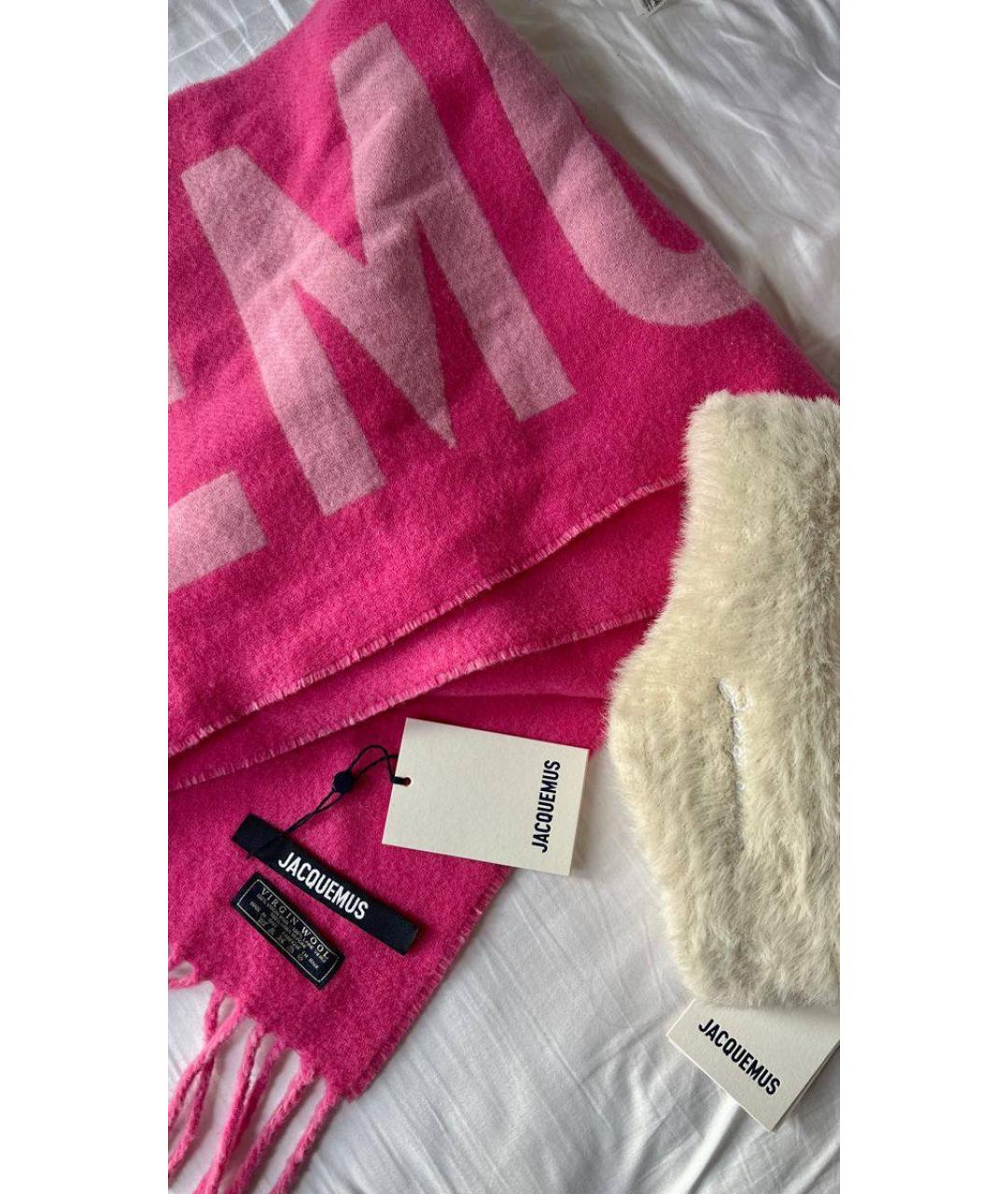 JACQUEMUS Розовый шерстяной шарф, фото 6