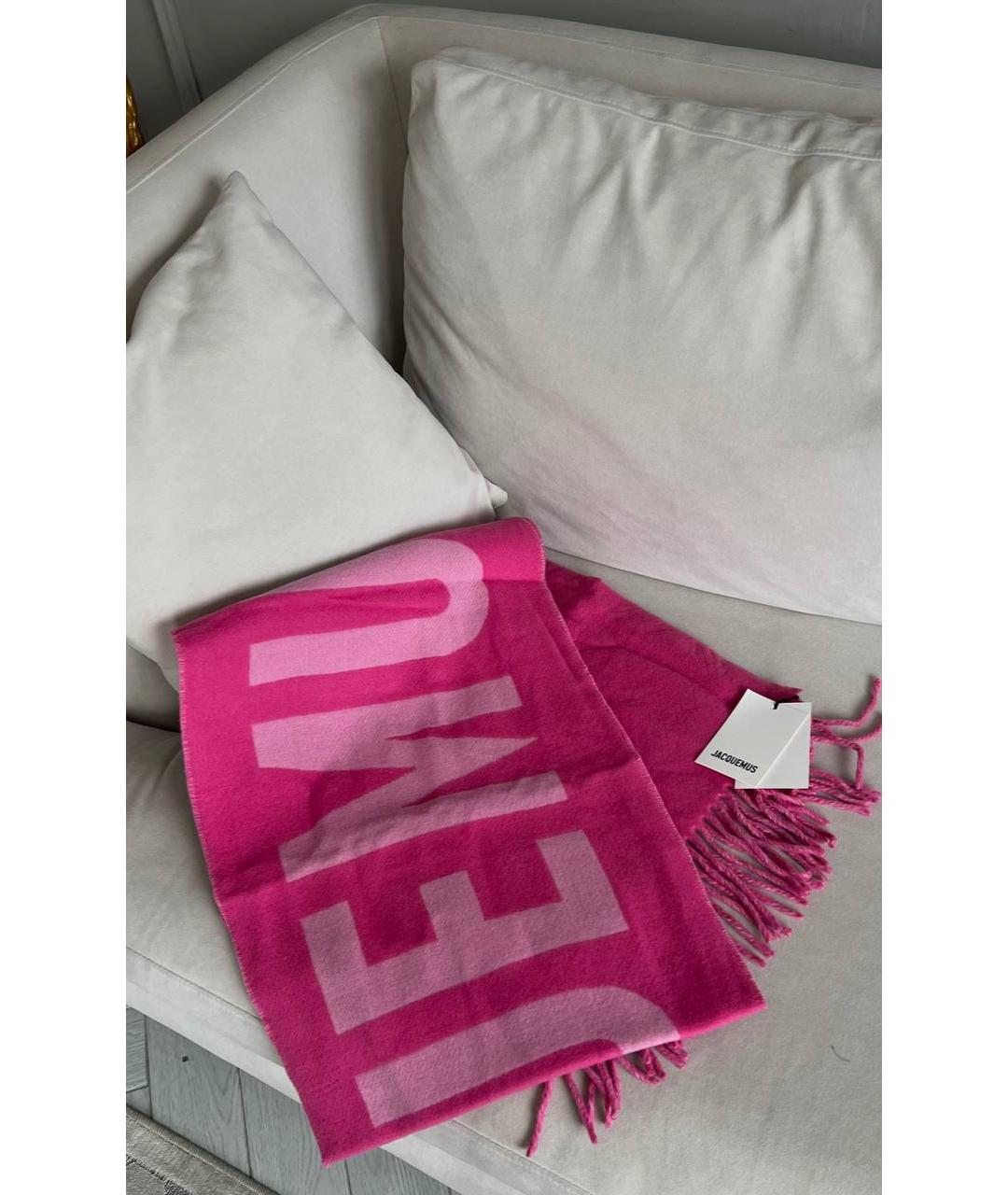 JACQUEMUS Розовый шерстяной шарф, фото 5