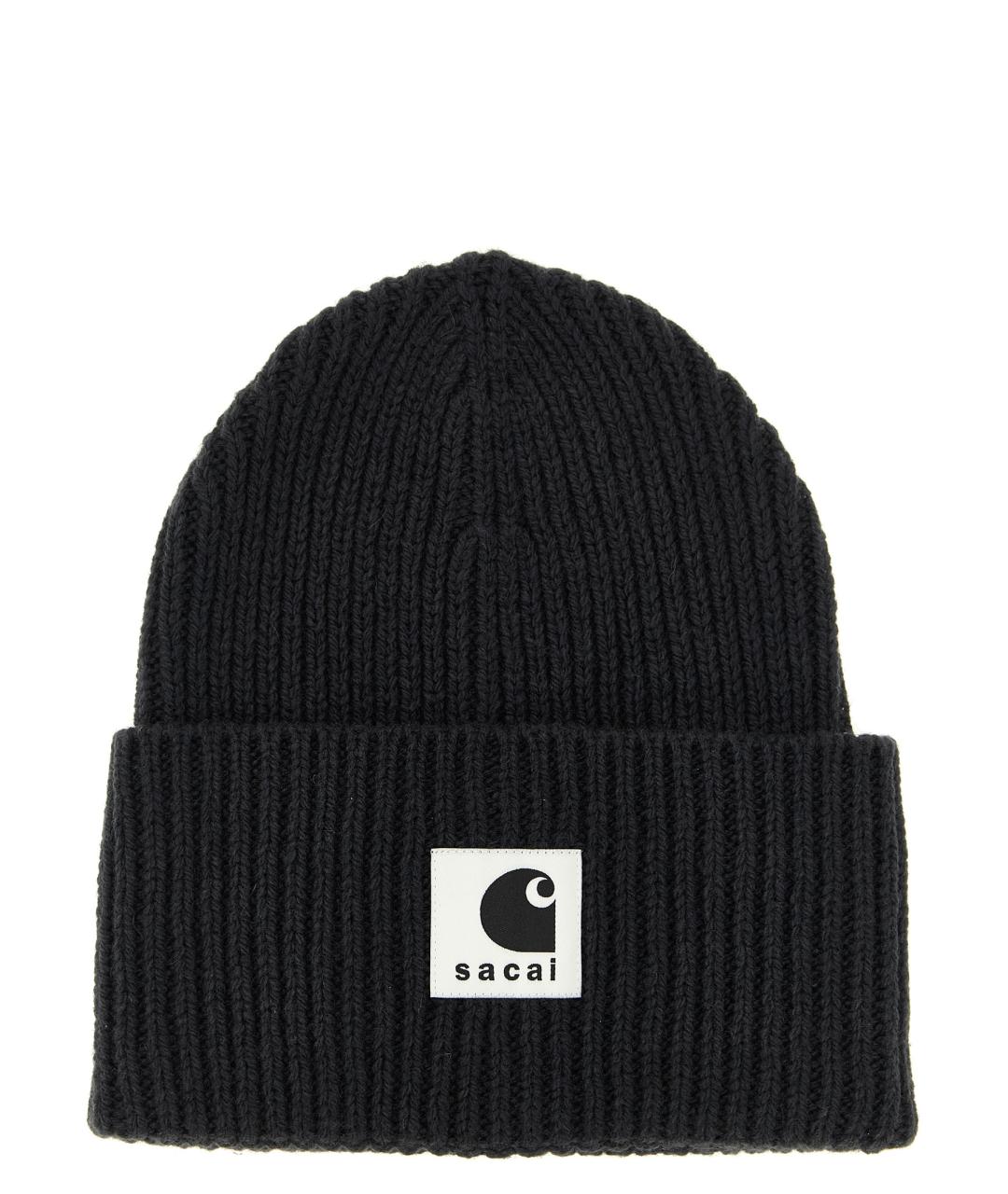 SACAI Черная шерстяная шапка, фото 1