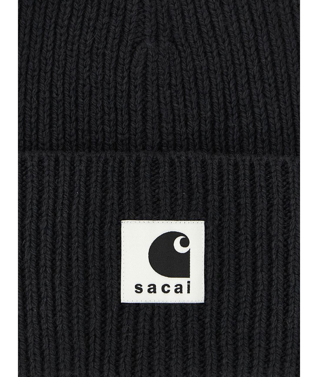 SACAI Черная шерстяная шапка, фото 3