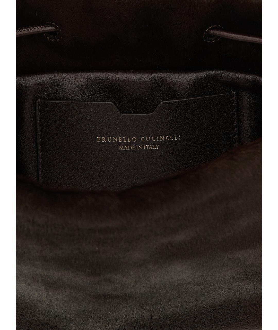 BRUNELLO CUCINELLI Коричневая меховая сумка через плечо, фото 4