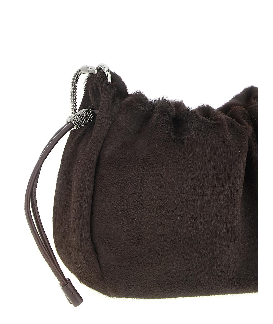 BRUNELLO CUCINELLI Коричневая меховая сумка через плечо, фото 3