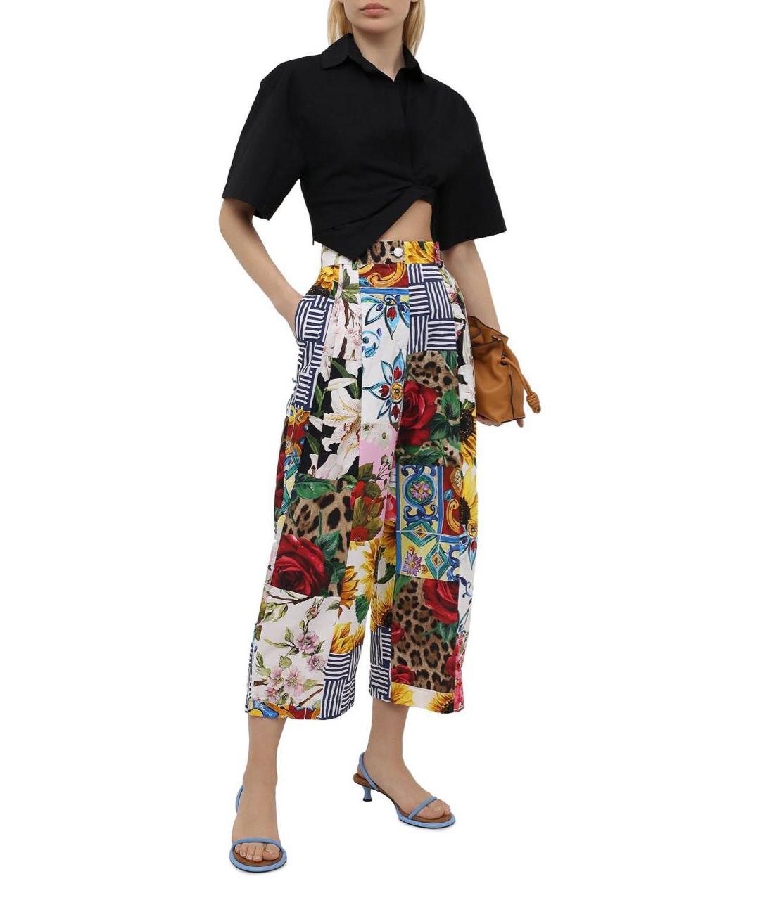 DOLCE&GABBANA Мульти хлопковые брюки широкие, фото 3