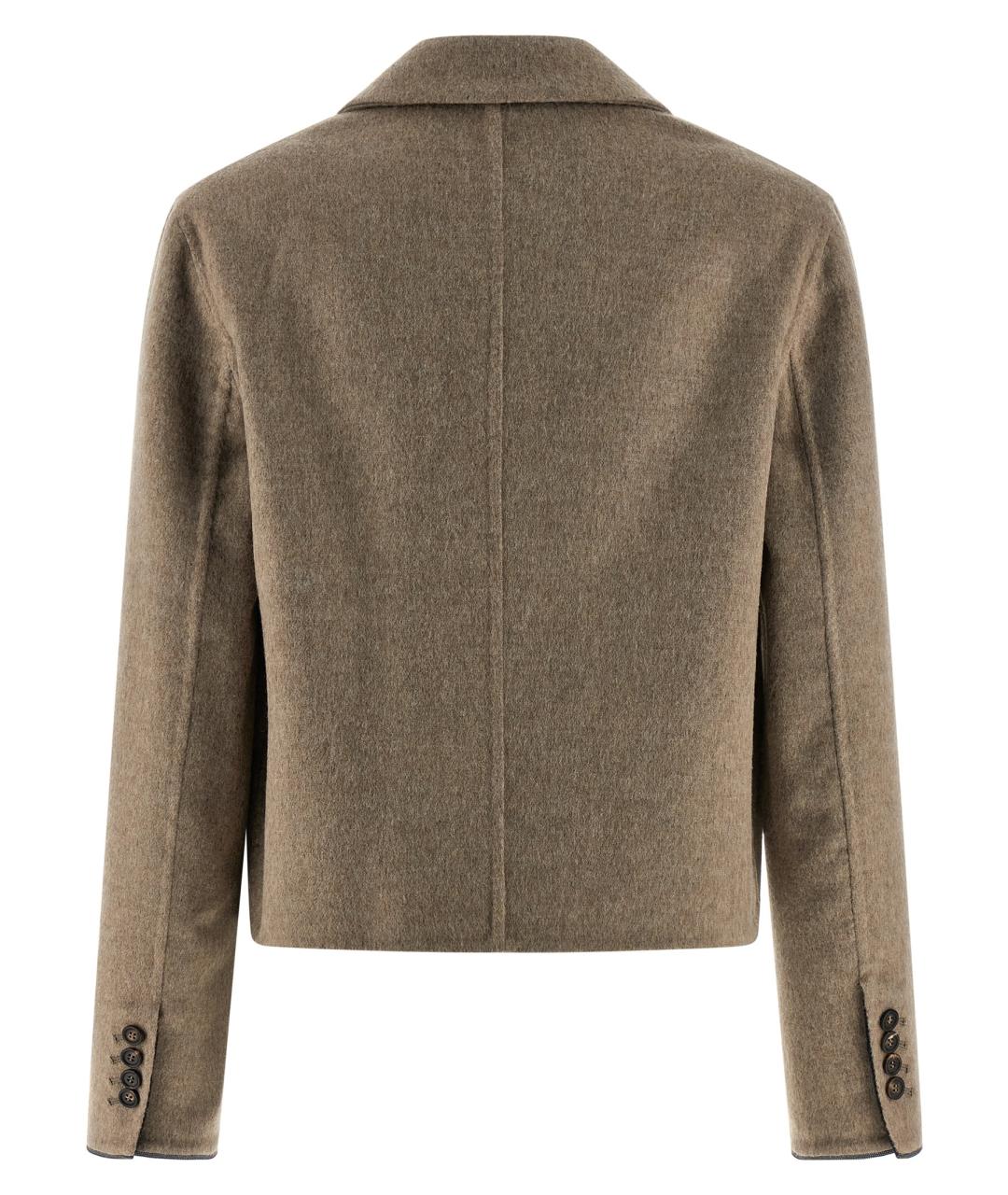 BRUNELLO CUCINELLI Бежевый шерстяной жакет/пиджак, фото 2