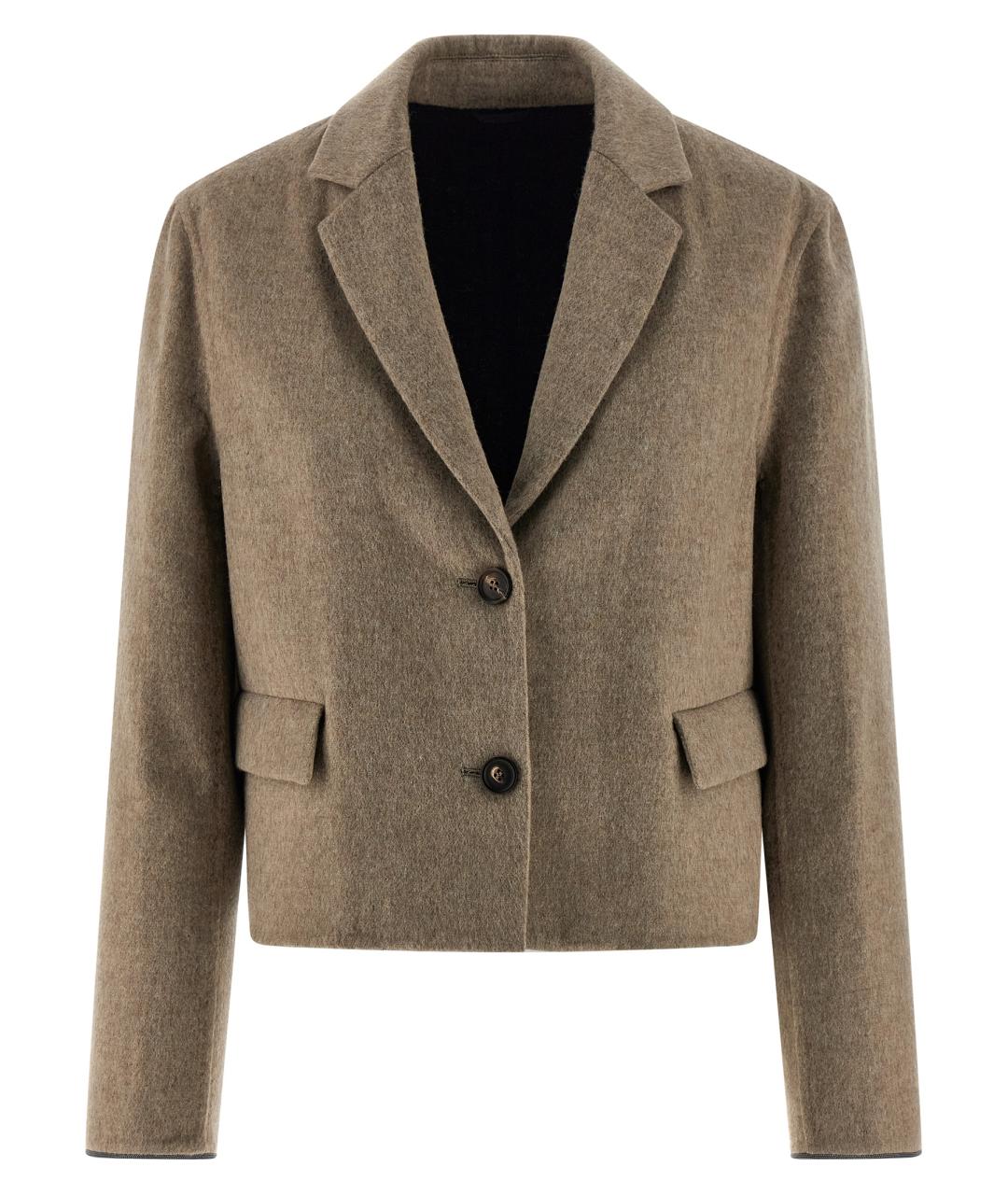 BRUNELLO CUCINELLI Бежевый шерстяной жакет/пиджак, фото 1