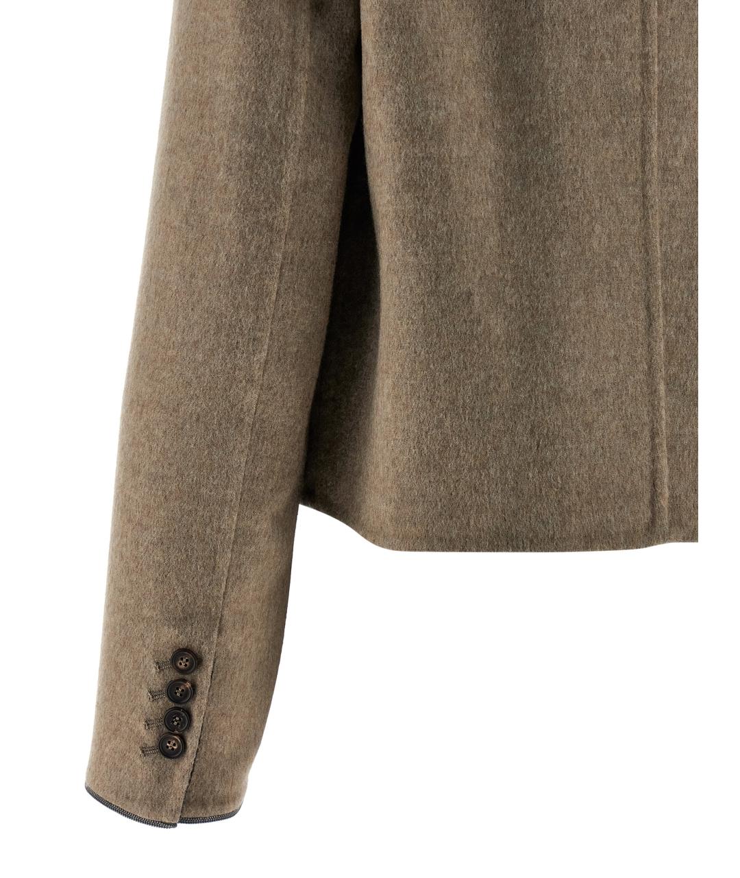 BRUNELLO CUCINELLI Бежевый шерстяной жакет/пиджак, фото 4