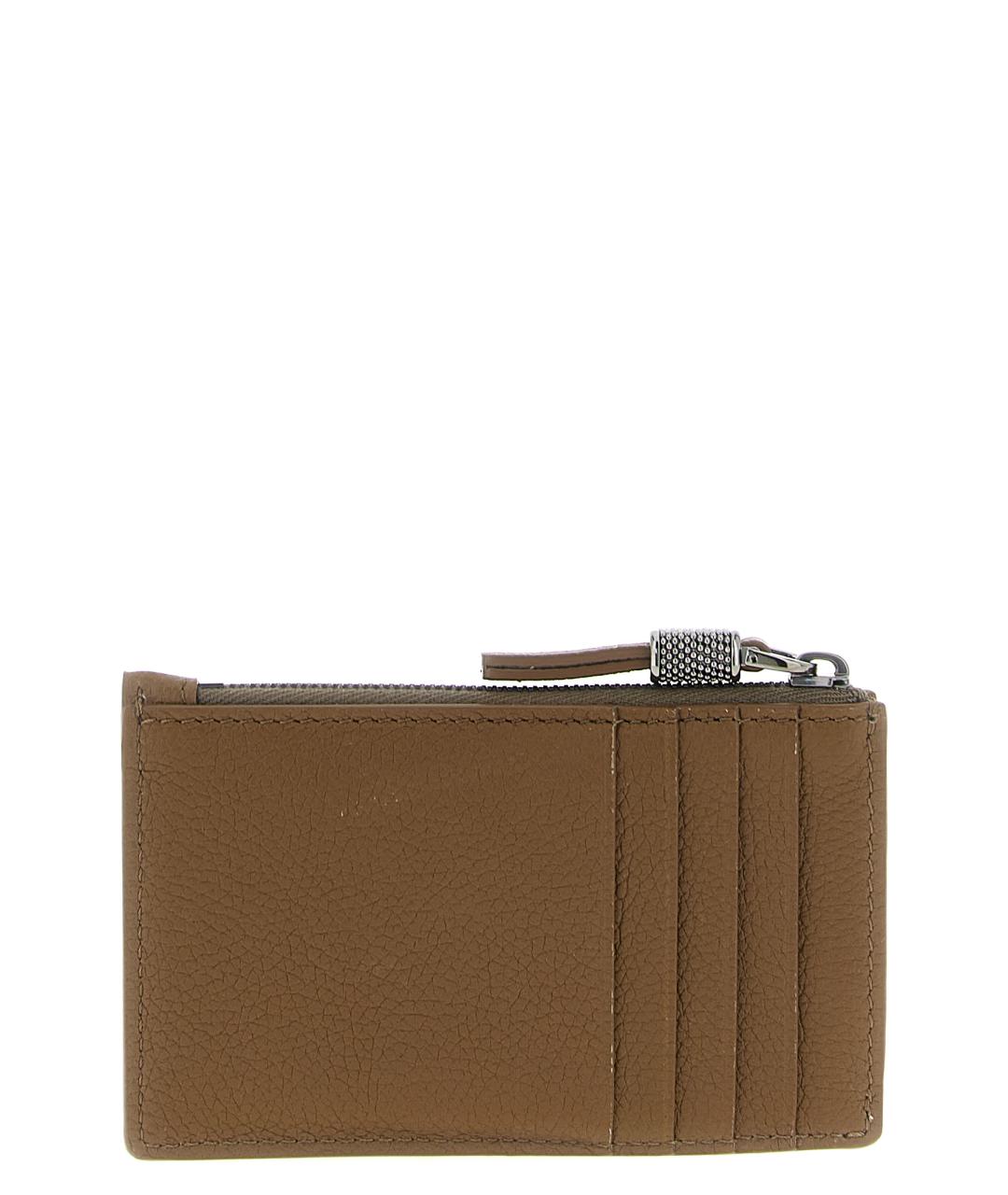 BRUNELLO CUCINELLI Коричневый кожаный кардхолдер, фото 2