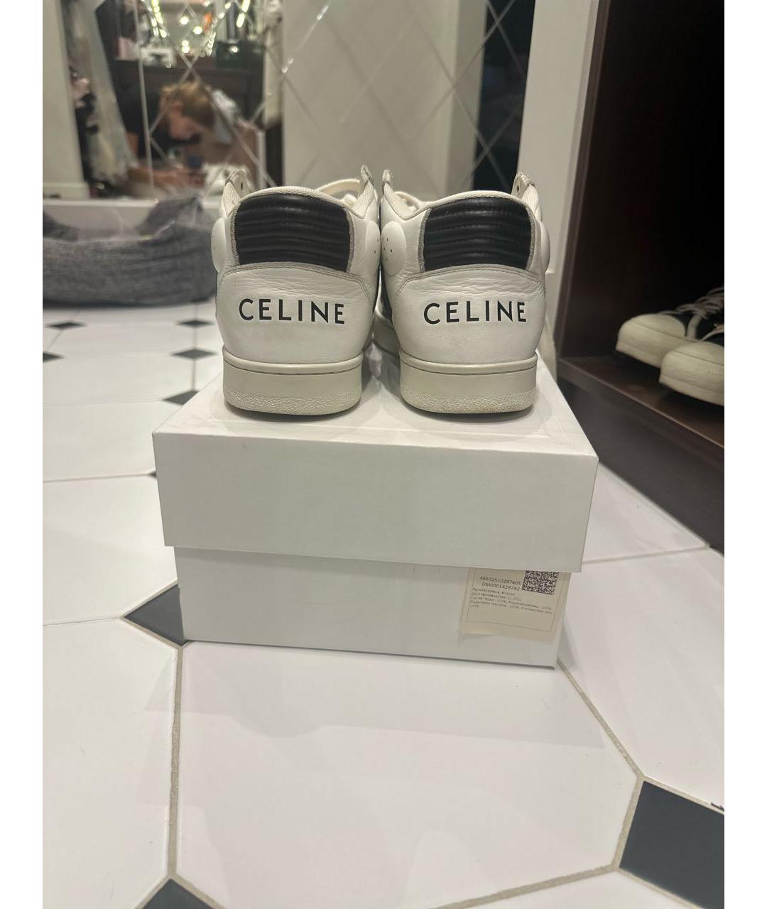 CELINE Белые кожаные кроссовки, фото 4