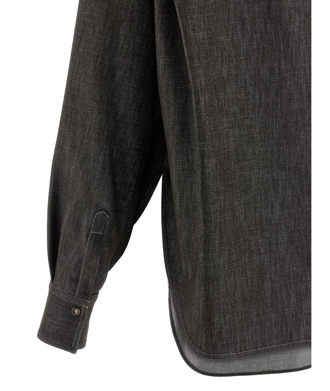 BRUNELLO CUCINELLI Коричневая хлопковая рубашка, фото 3