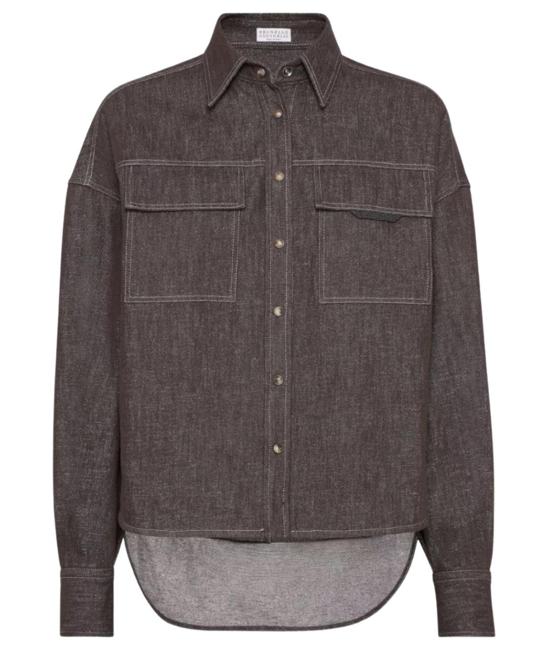 BRUNELLO CUCINELLI Коричневая хлопковая рубашка, фото 1