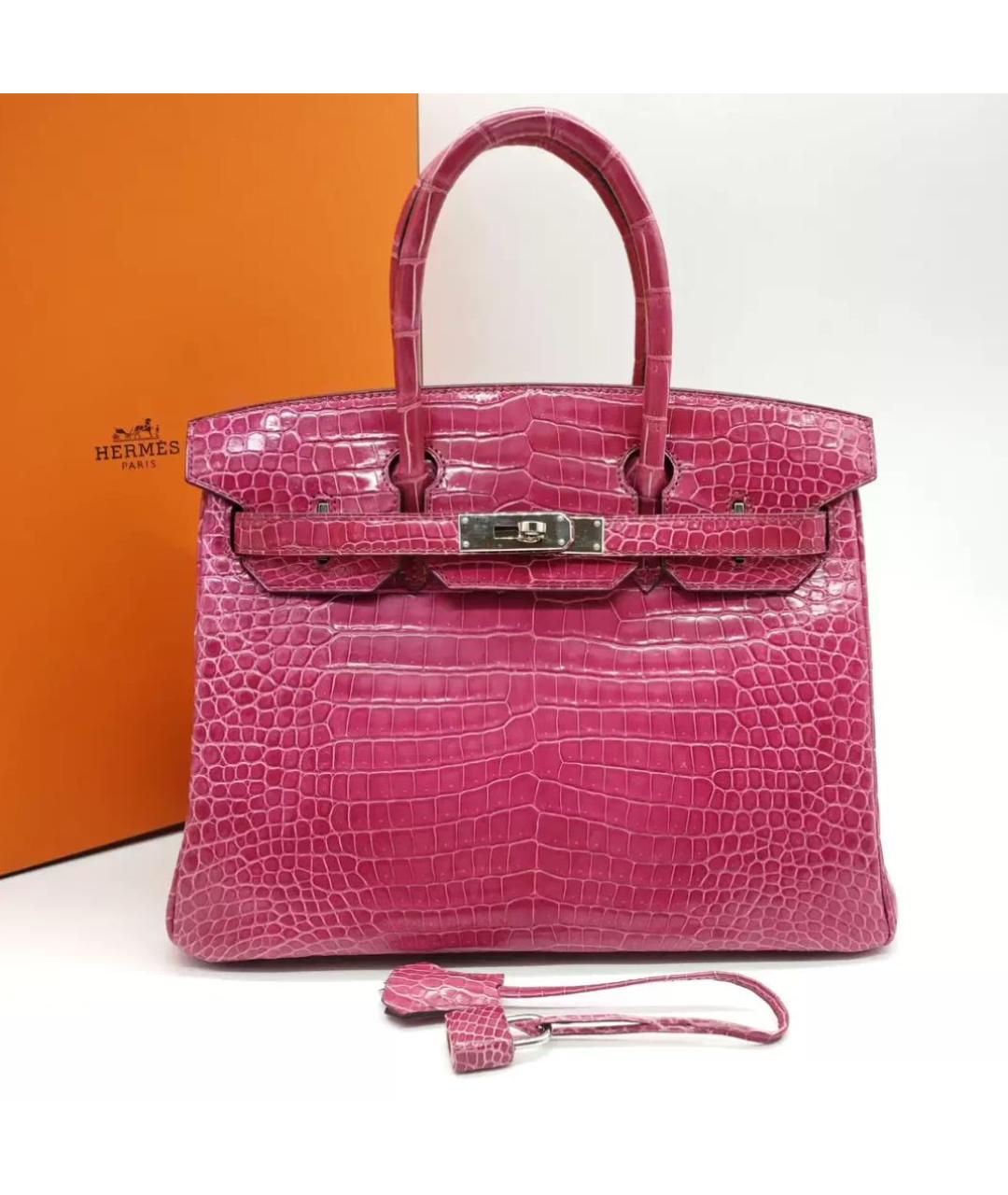 HERMES Розовая кожаная сумка тоут, фото 7