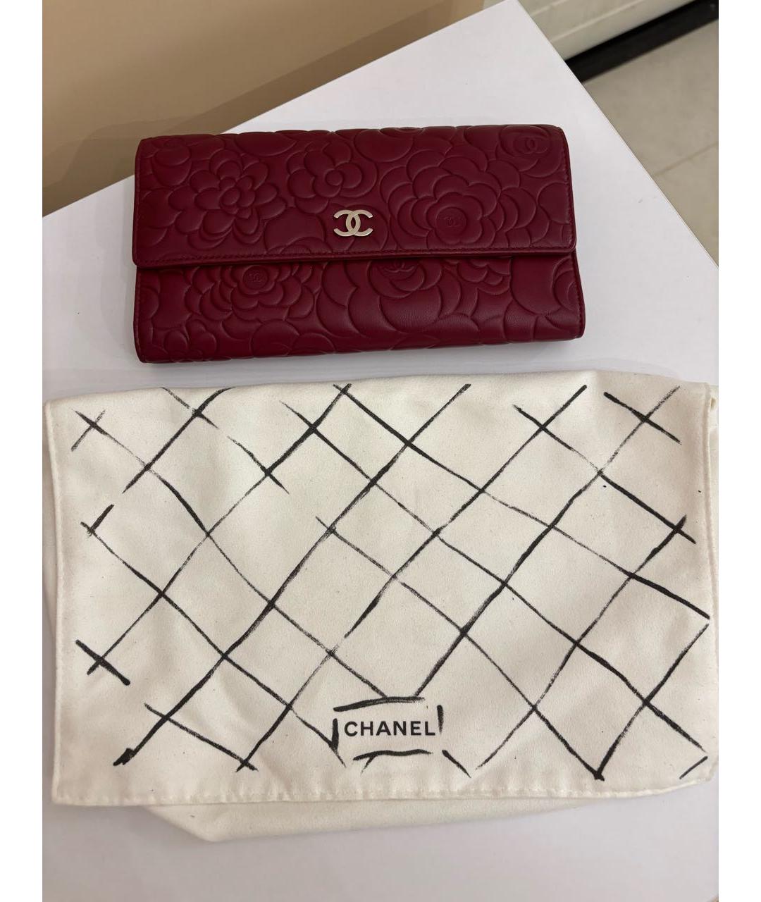 CHANEL Бордовый кожаный кошелек, фото 8