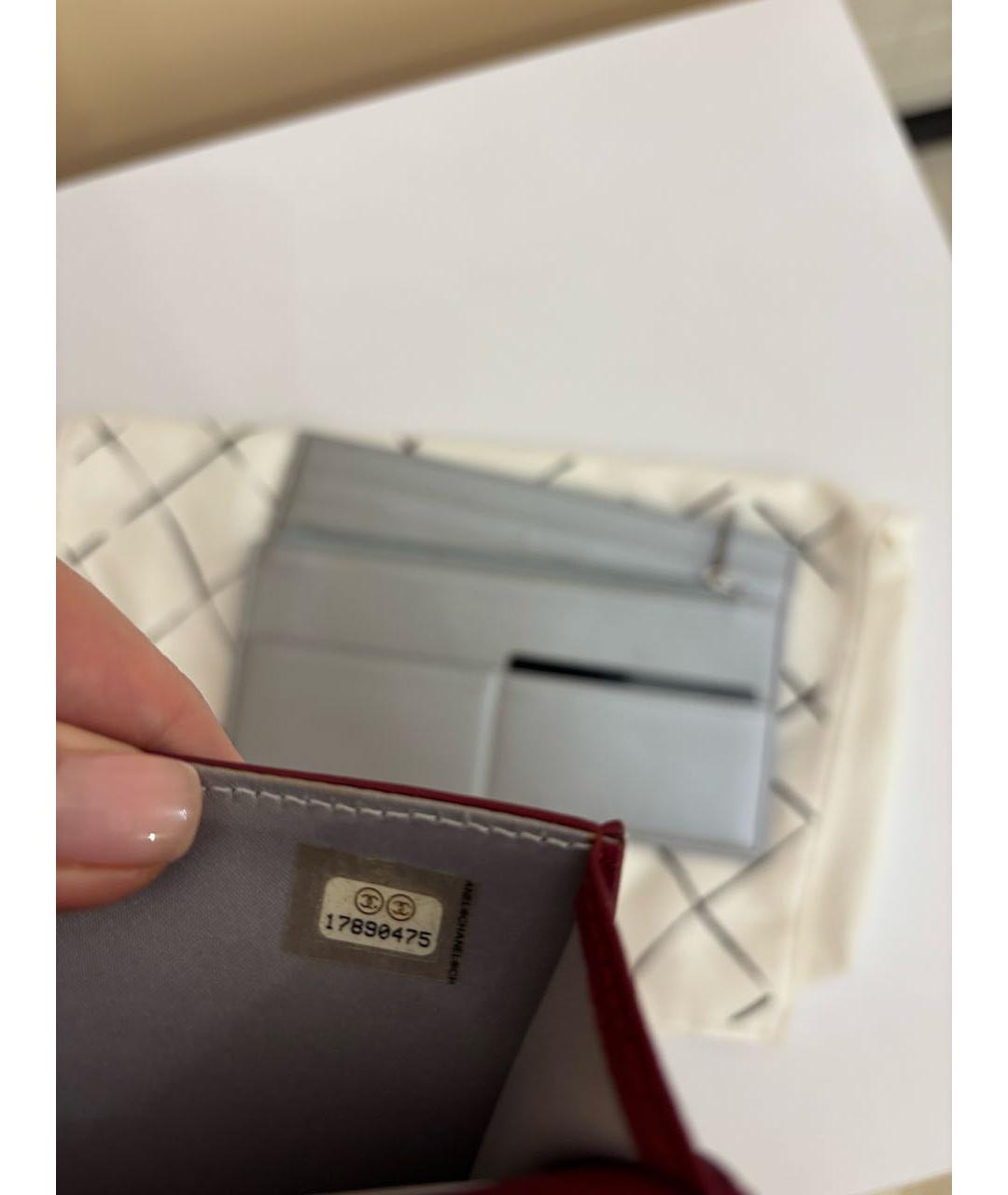 CHANEL Бордовый кожаный кошелек, фото 5