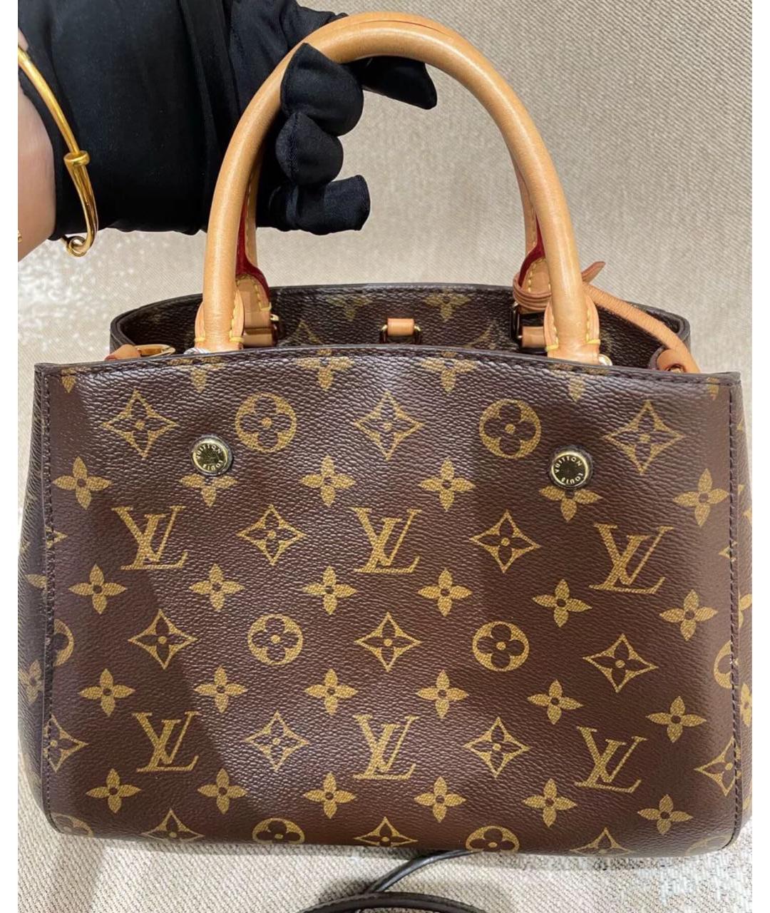 LOUIS VUITTON Коричневая кожаная сумка тоут, фото 4