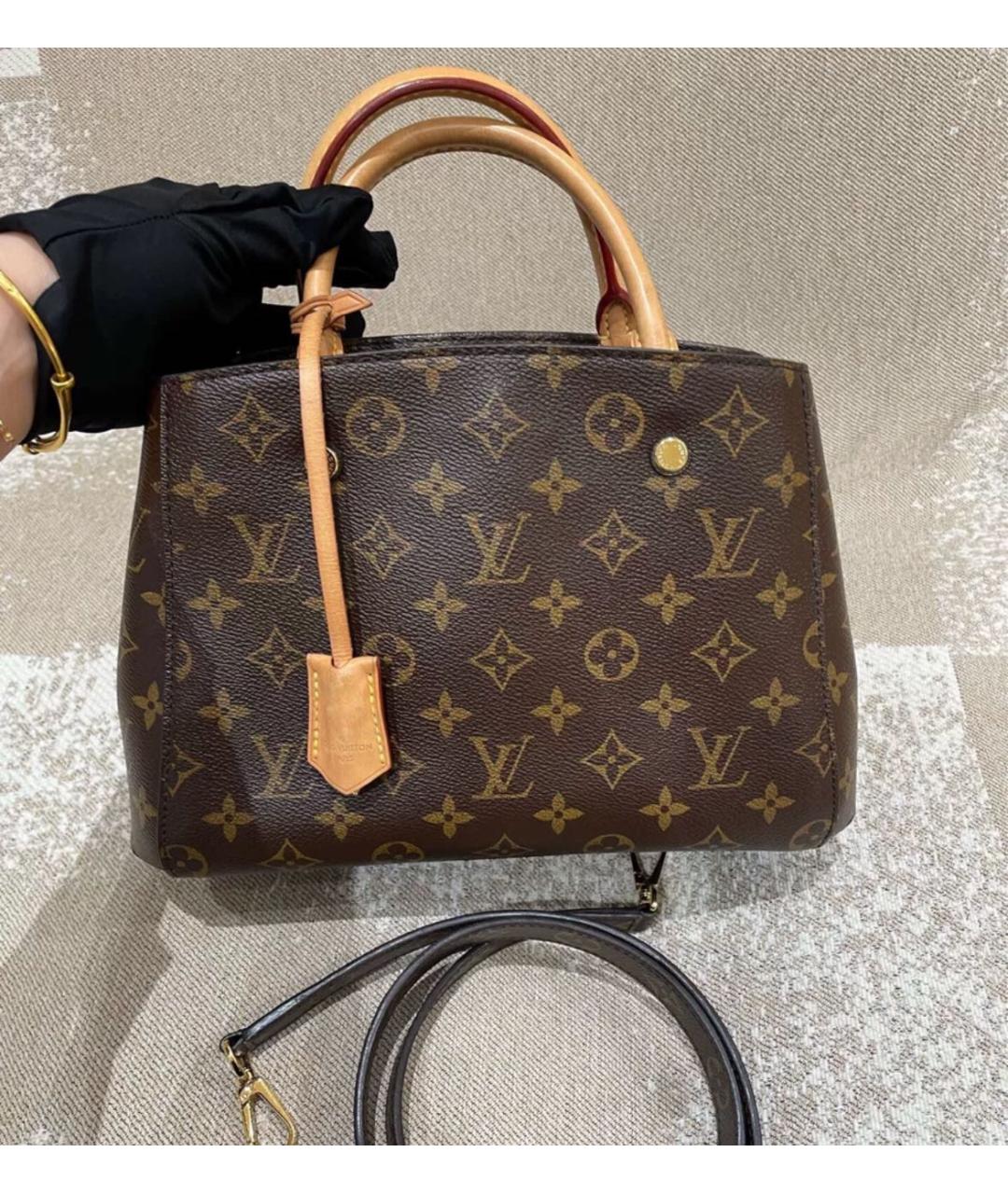 LOUIS VUITTON Коричневая кожаная сумка тоут, фото 2