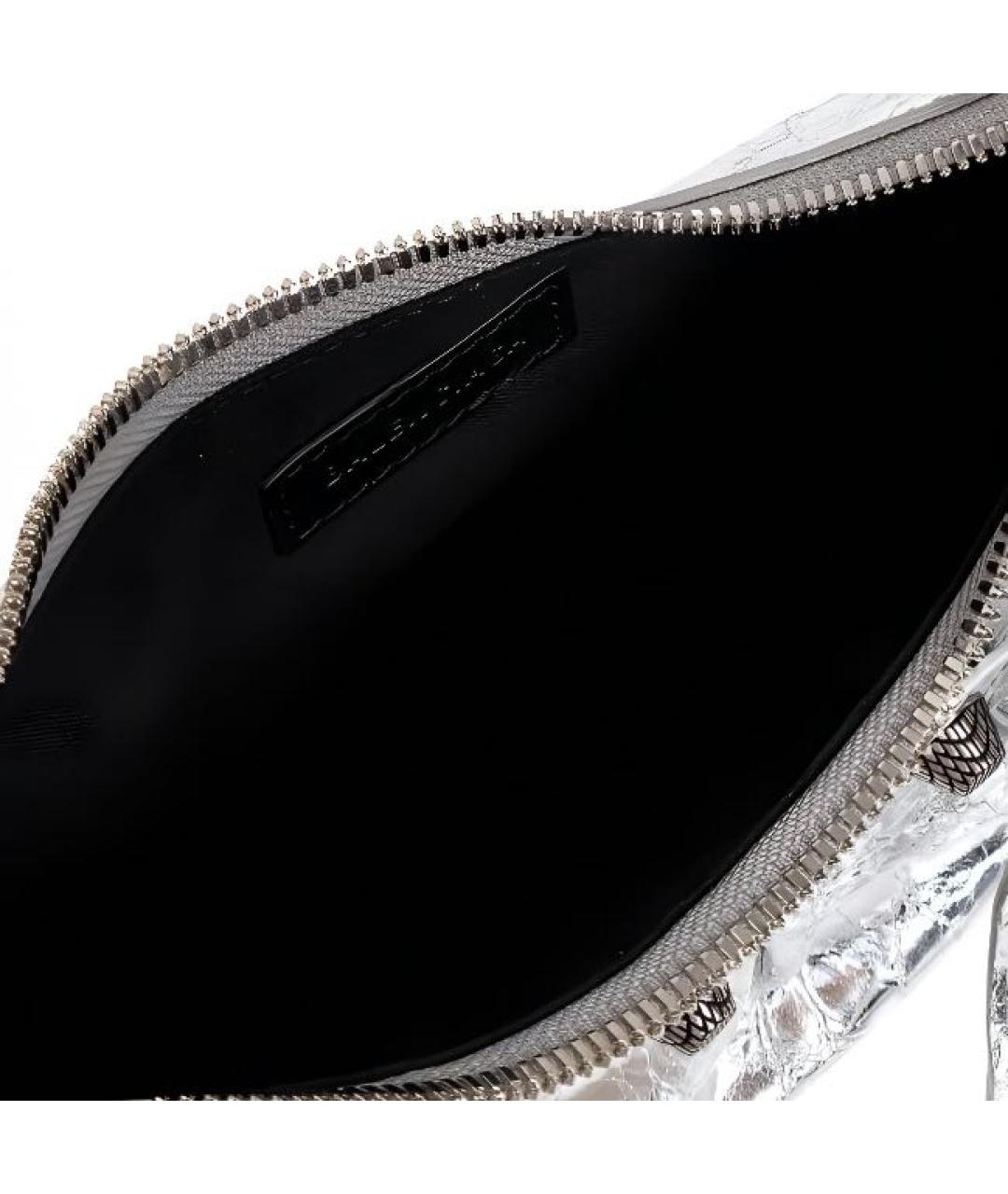BALENCIAGA Серебряная кожаная сумка с короткими ручками, фото 4