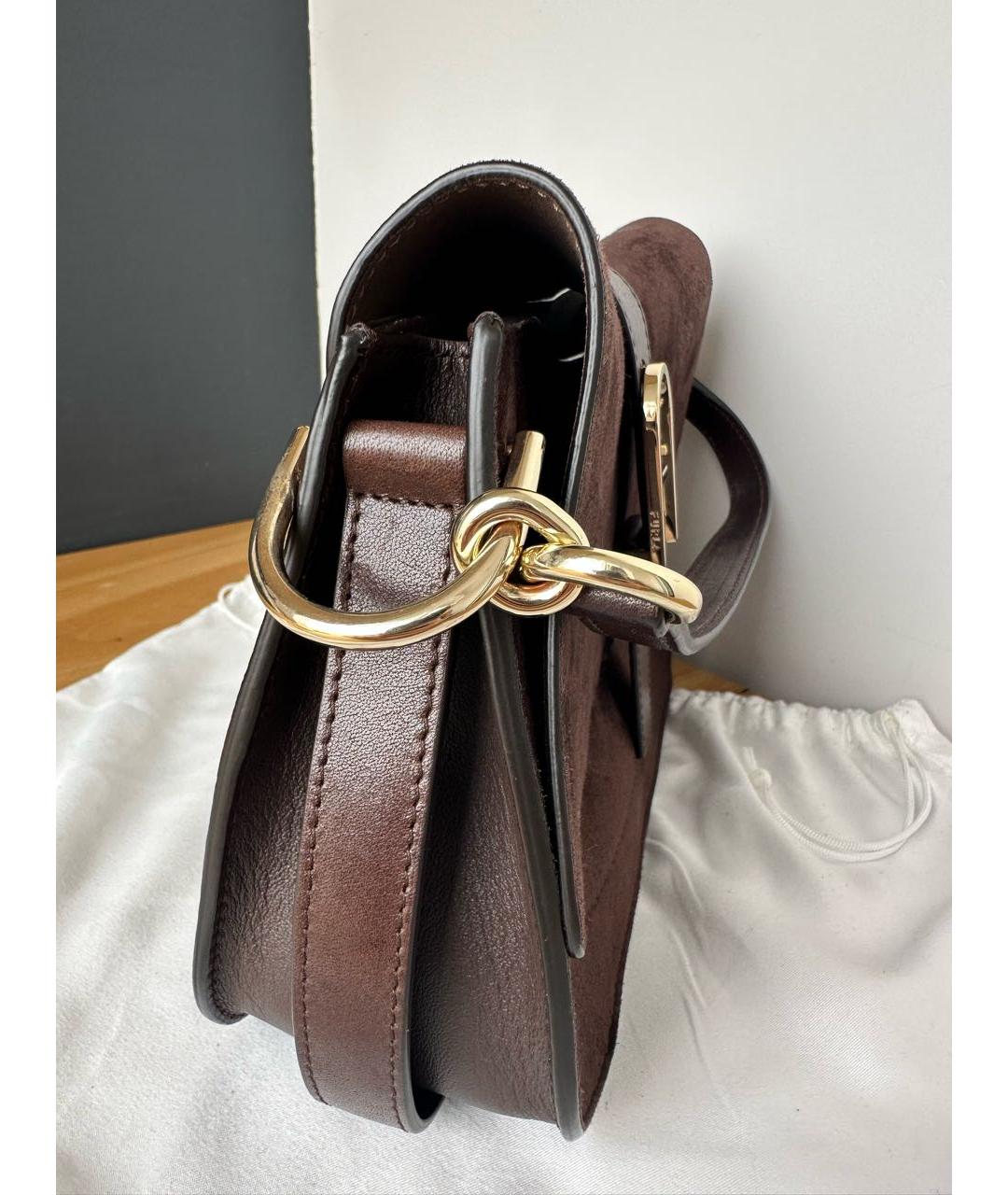 FURLA Коричневая замшевая сумка с короткими ручками, фото 7