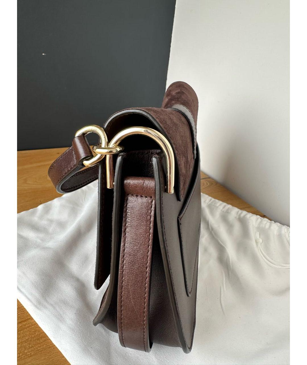 FURLA Коричневая замшевая сумка с короткими ручками, фото 8