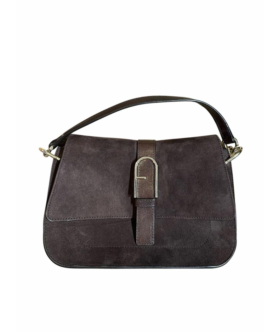 FURLA Коричневая замшевая сумка с короткими ручками, фото 1