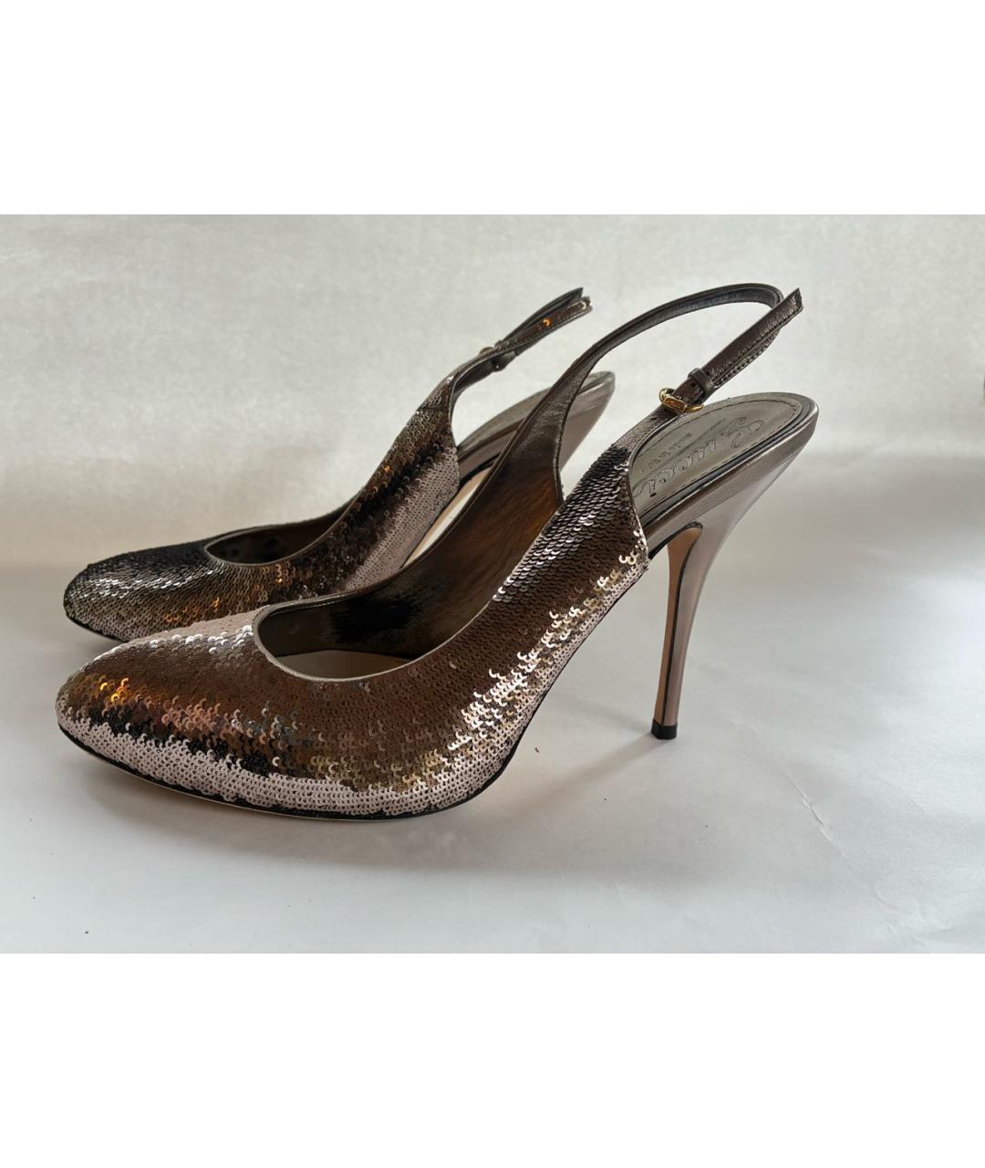 GUCCI Серебряные кожаные туфли, фото 6