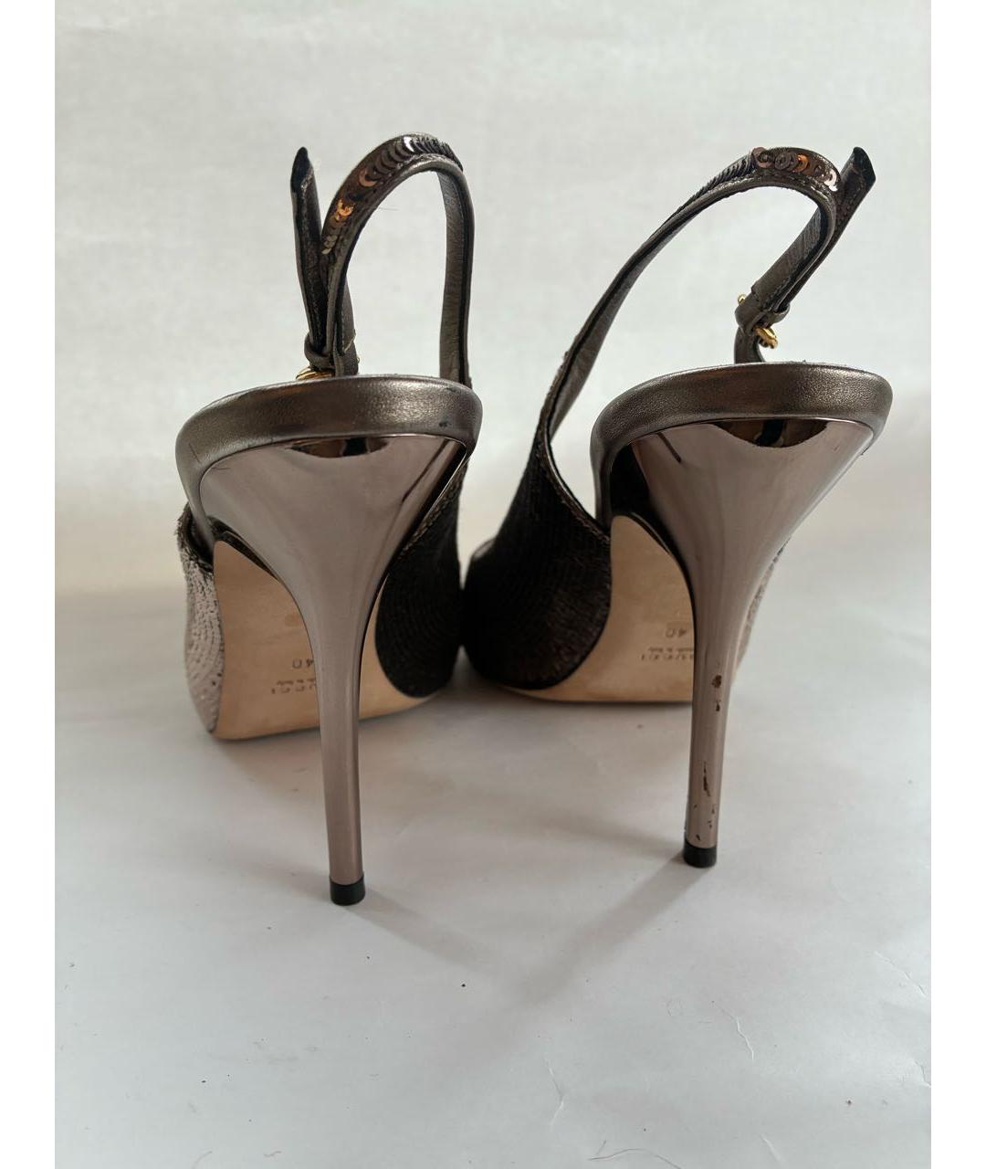 GUCCI Серебряные кожаные туфли, фото 4