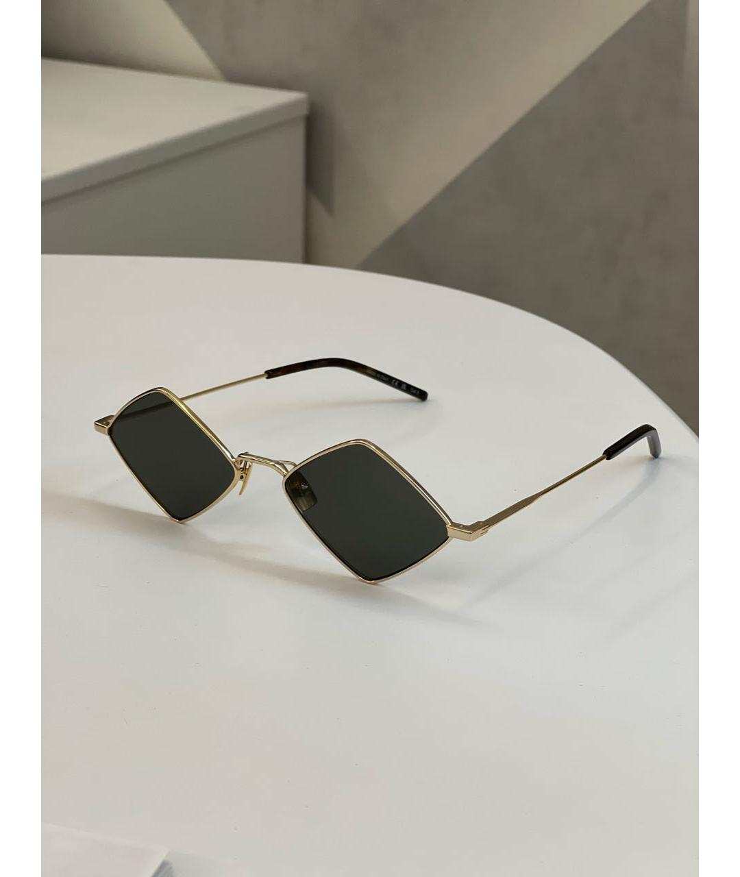 SAINT LAURENT Золотые металлические солнцезащитные очки, фото 9