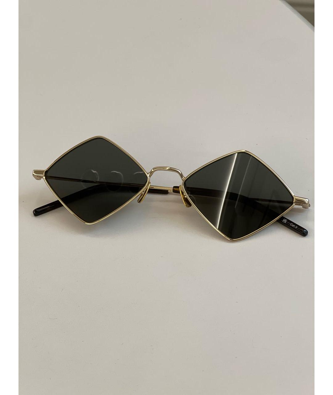 SAINT LAURENT Золотые металлические солнцезащитные очки, фото 2