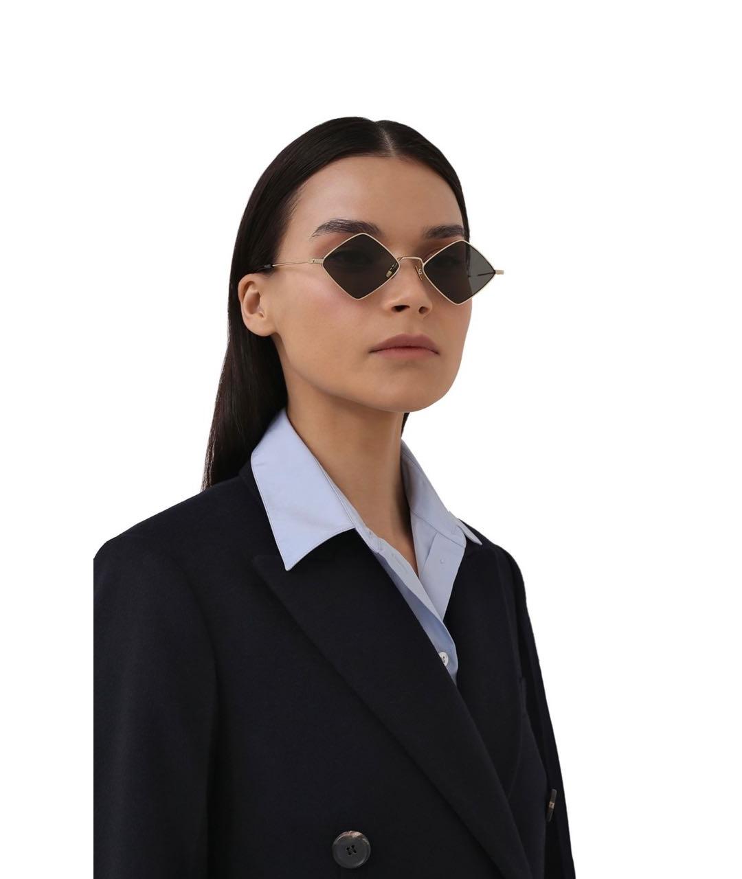 SAINT LAURENT Золотые металлические солнцезащитные очки, фото 8