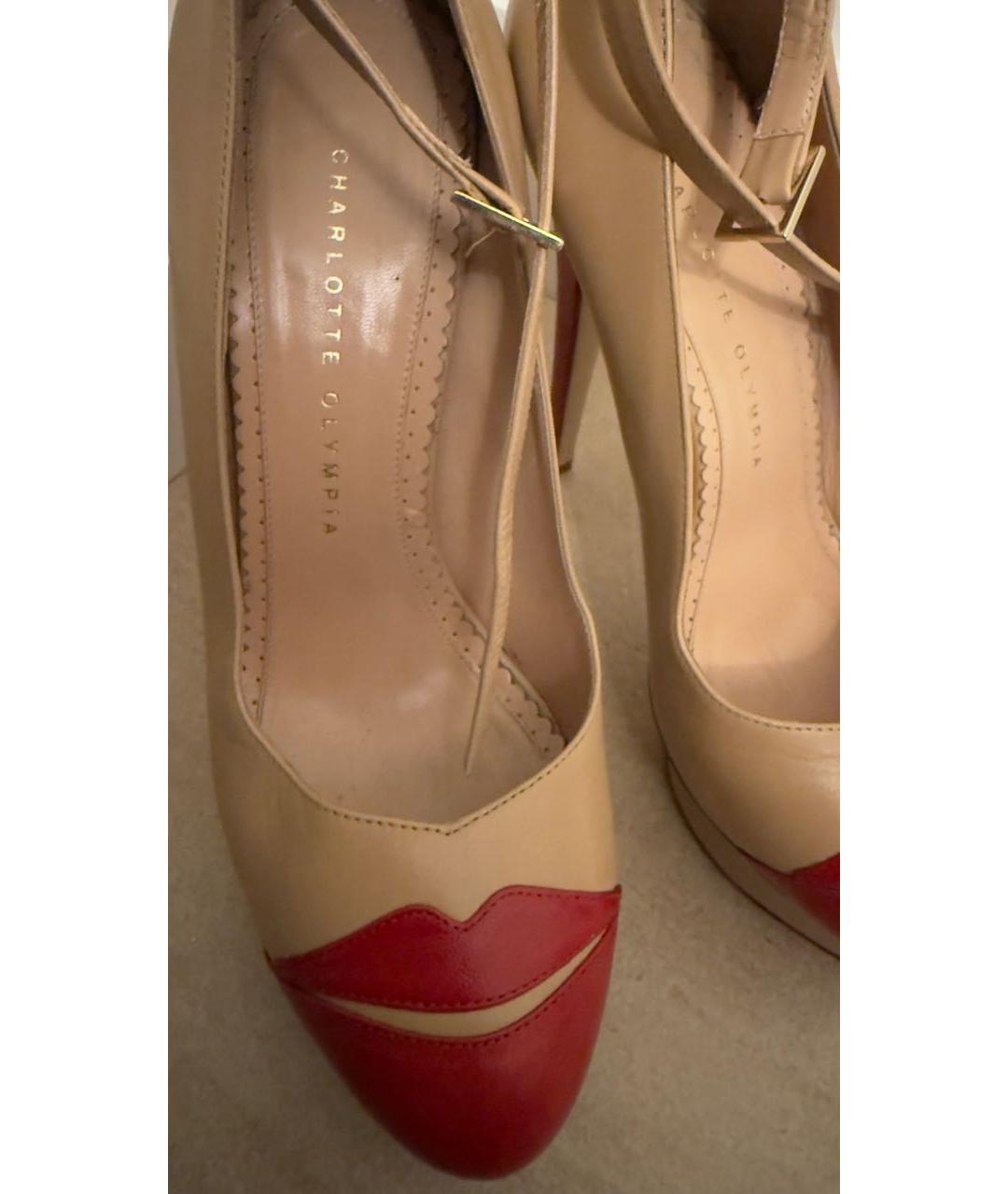 CHARLOTTE OLYMPIA Бежевые кожаные туфли, фото 3