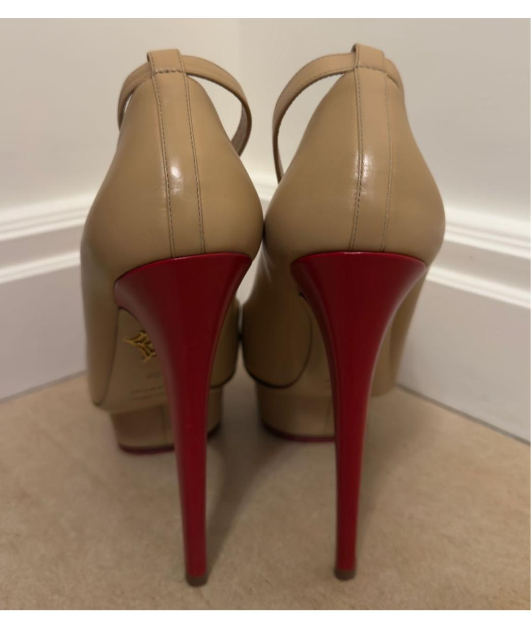 CHARLOTTE OLYMPIA Бежевые кожаные туфли, фото 4
