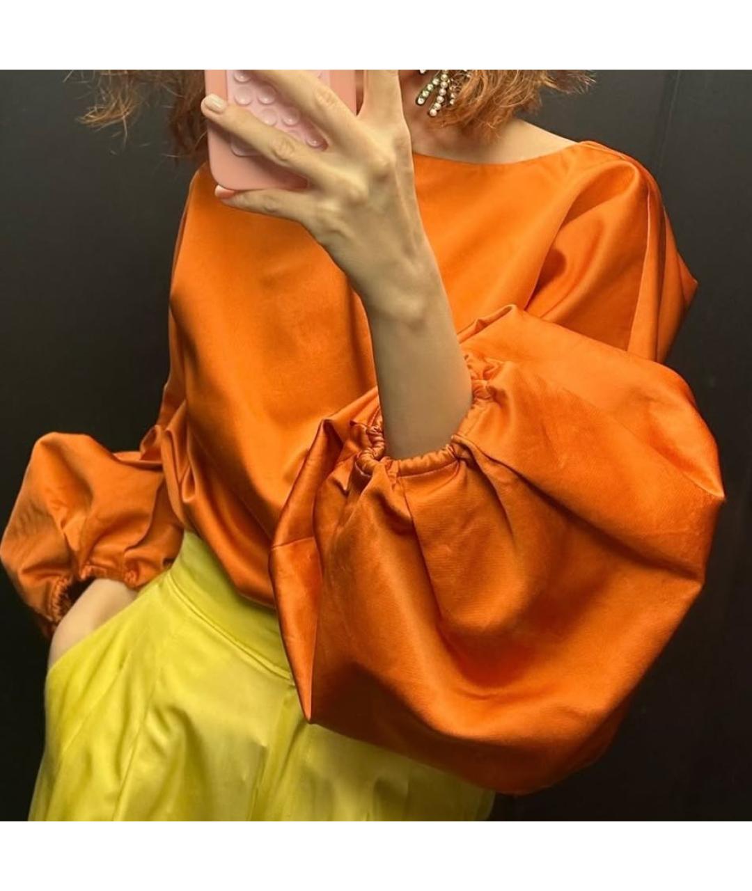BOTTEGA VENETA Оранжевая шелковая блузы, фото 8